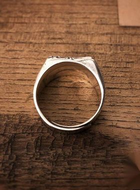 925银埃及荷鲁斯永生图腾戒指男潮复古个性开口可调节大小指环