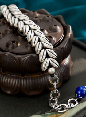 925纯银麦穗岁岁平安手链女款复古风小众气质新款大麦旗袍配饰ins