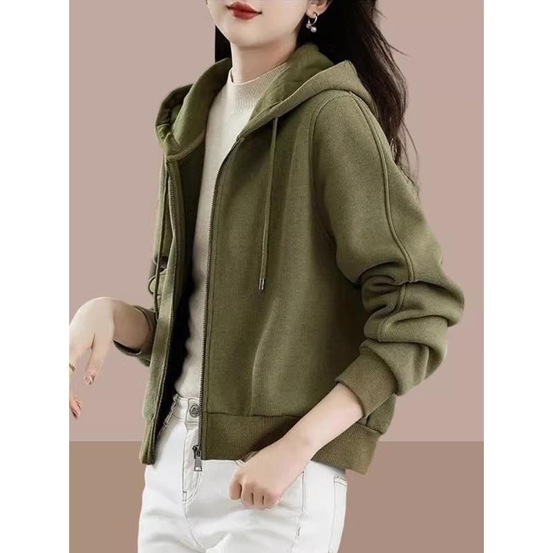 品牌高端女装2025年新款冬季时尚气质休闲连帽卫衣开衫拉链短外套 - 图2