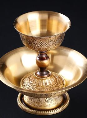 黄铜雕花护法杯尼泊尔工艺八吉祥法器供酒碗供水杯供佛杯家用供奉