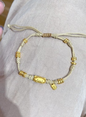 黄金足金999法棍猫咪萌宠转运珠手串手链礼物送女友老婆七夕礼物