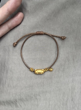 黄金足金999法棍猫咪萌宠转运珠手串手链礼物送女友老婆七夕礼物