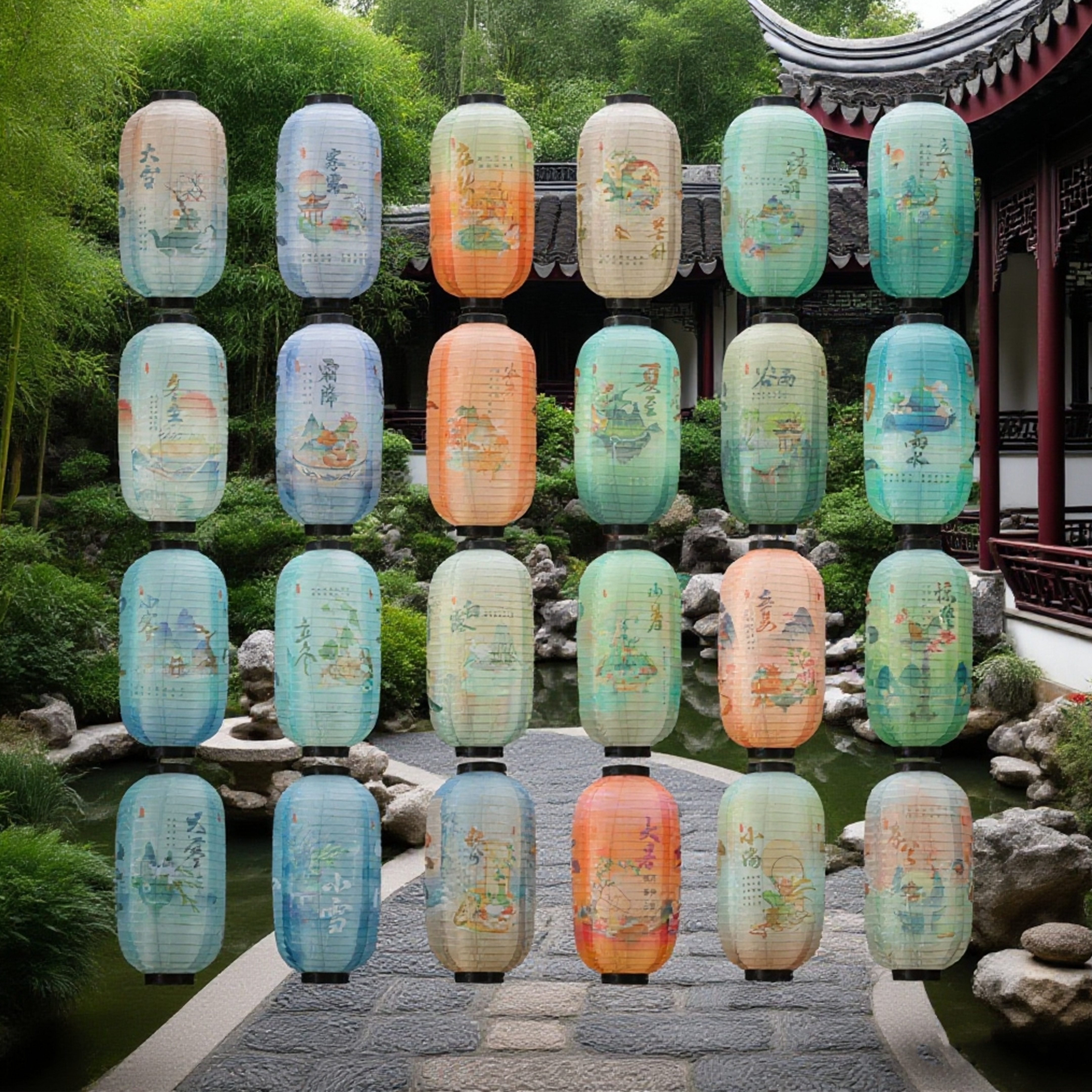 新款24节气中国古风国潮灯笼民宿庭院氛围装饰连串户外发光灯笼墙,淘宝优惠券,粉丝福利购,淘宝优惠卷