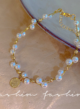 人像珍珠手链女小众设计感轻奢手串配饰品高级感网红气质手环