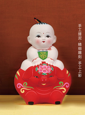金童玉女泥塑喜庆婚礼新居装饰品