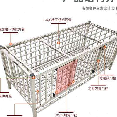 加粗不锈钢鸡笼子家用室外养鸡笼大号特大双层双门带粪盘鸭笼兔笼-图1