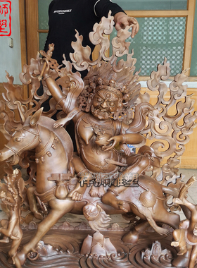 祥狮雕塑黄铜鎏金吉祥天母佛像