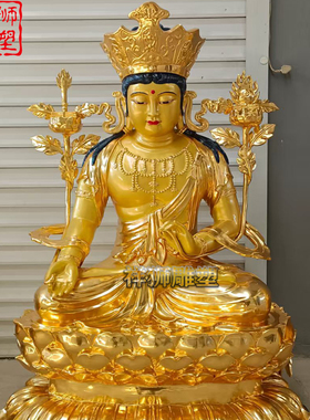 黄铜贴金五方文殊佛像摆件定制
