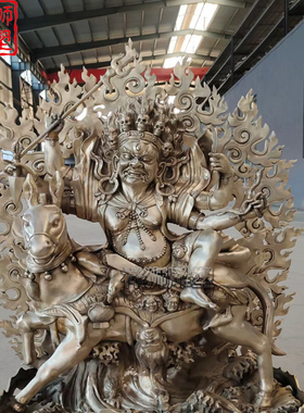 纯铜彩绘吉祥天母佛像藏传密宗