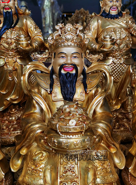 纯黄铜铸造大型五路财神佛像定制