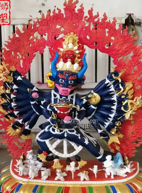 祥狮雕塑纯铜铸造大威德金刚佛像