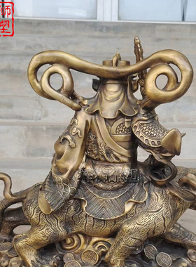 祥狮雕塑彩绘纯铜赵公明佛像定制