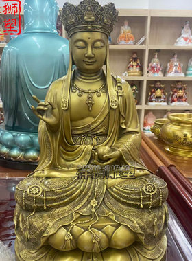 祥狮雕塑铜雕娑婆三圣佛像定制