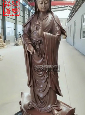 纯黄铜鎏金铸造一叶观音神像制作