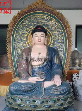 彩绘黄铜三宝佛佛像大型摆件定制