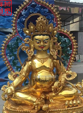纯铜鎏金黄财神佛像铸造大型摆件