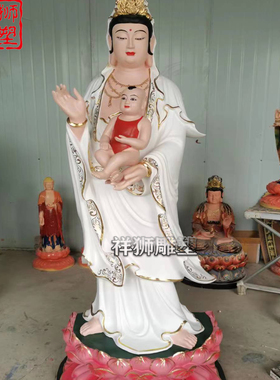 纯铜铸造送子观音佛像摆件大型