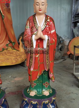 纯铜彩绘阿难迦叶佛像摆件批发