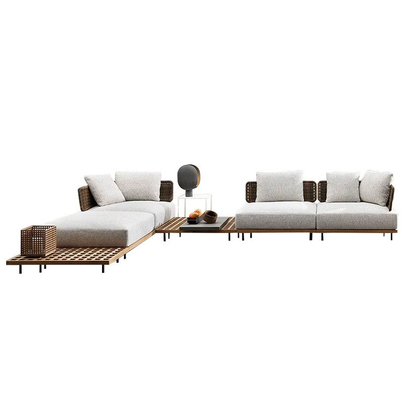 芭芭莎北欧实木户外庭院花园休闲室外露天露台藤编柚木沙发组合椅,淘宝优惠券,粉丝福利购,淘宝优惠卷