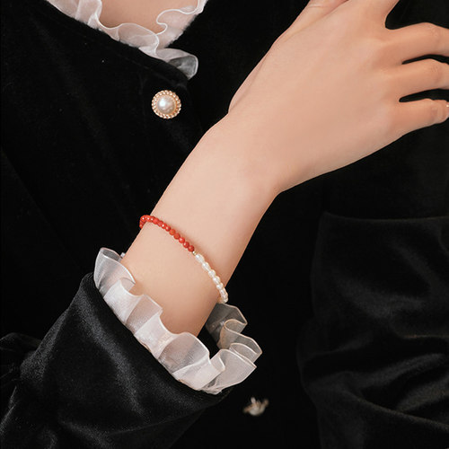 Idokawa新中式好运南红手串淡水珍珠手链女baby珠小米珠2024年 - 图1