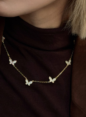 【汤圆TOYO】oarism 异型蝴蝶贝母项链男女925银镀金颈链