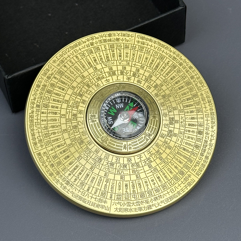 太极八卦64卦实心黄铜指尖陀螺EDC易经罗盘玩具金属减压解压神器 - 图0