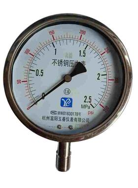YA150BF1.6/2.5/4mpa蒸汽反应釜高温304不锈钢氨气压力表杭州富阳