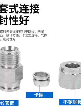 304不锈钢卡套转快插接头接硬管PU软管PZ气动元件卡套式转换接头