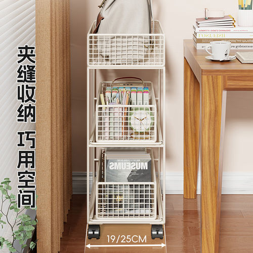 书包置物架抽屉式桌下储物盒学生移动书架工位滑轮书本收纳小推车 - 图1