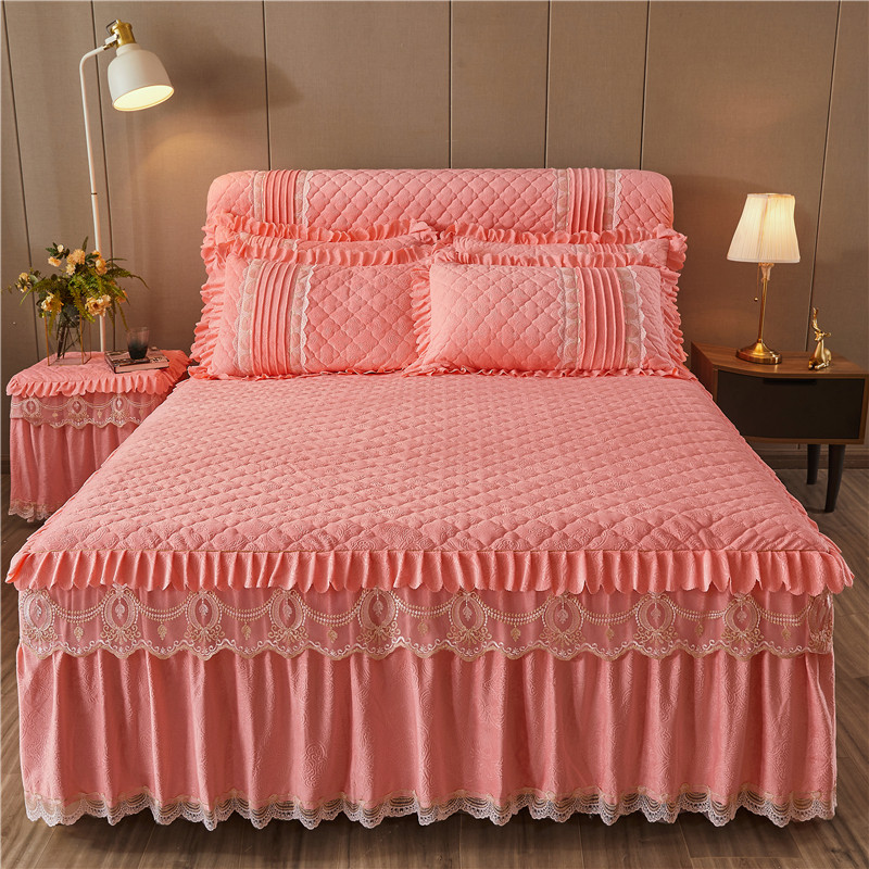 冬季水晶绒床裙床罩三件套加厚防滑床套加棉防尘罩席梦思保护套,淘宝优惠券,粉丝福利购,淘宝优惠卷