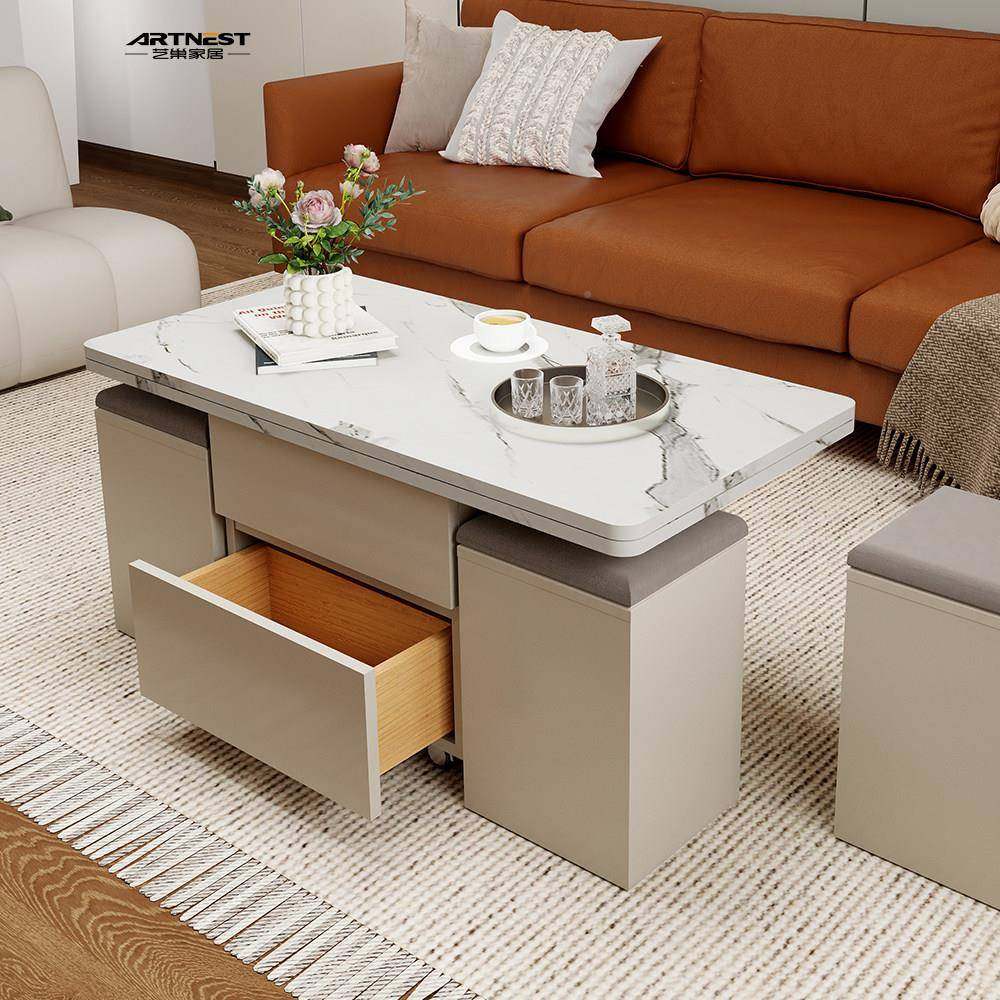 实木可户移动升降茶几带凳子用两一小型客餐厅多功能可折叠体餐桌,淘宝优惠券,粉丝福利购,淘宝优惠卷