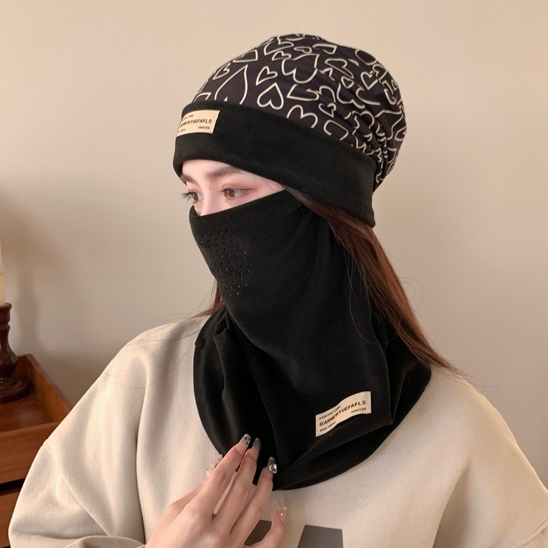 冬季保暖盆帽骑行头套女款户外跑步帽子防寒防风全脸防护防尘面罩 - 图1