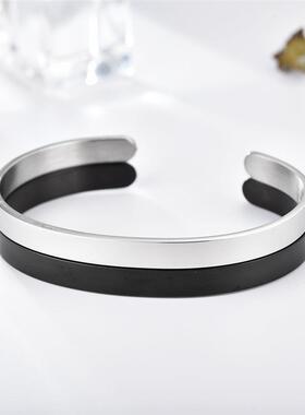 6mm开口C形不锈钢钛钢可调节女手镯手环