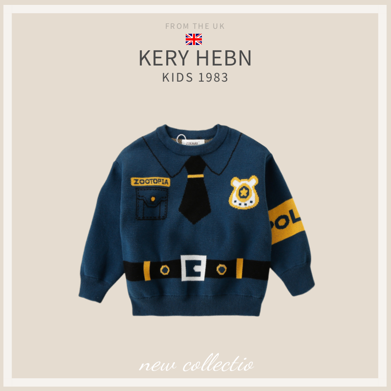 KeryHebn儿童秋冬疯狂动物城豹警官卡通套头衫男童女童针织衫毛衣,淘宝优惠券,粉丝福利购,淘宝优惠卷