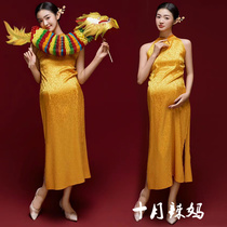 Shadow Building Dragon Year Themed New Year Pregnant Women Photos Clothing New Retro China Wind Gestation Mommy Photography Clothing at Home