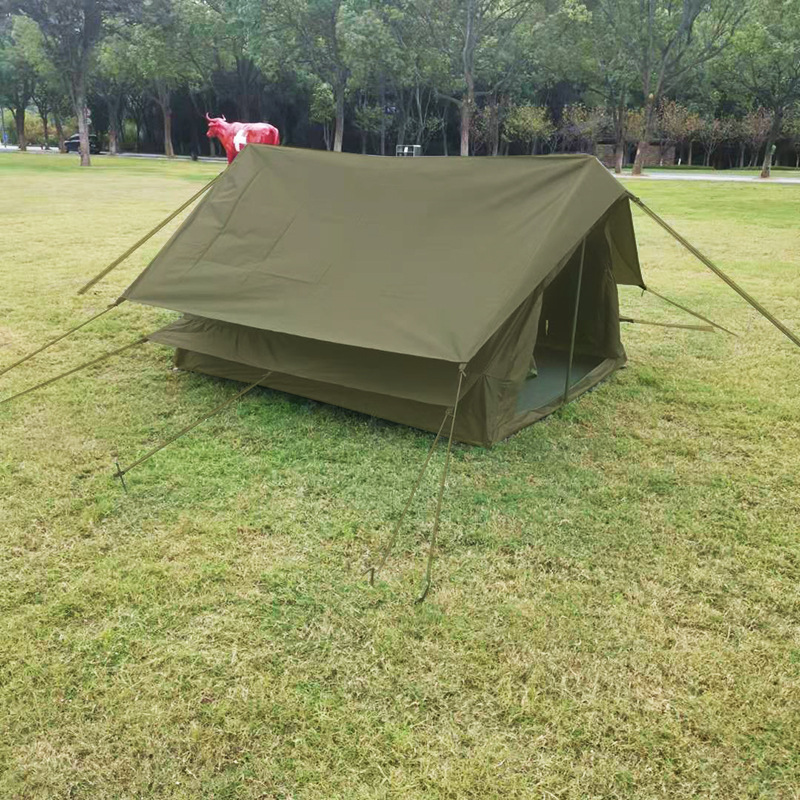 户外便携式野营复古帐篷2人自驾游露营防大雨小屋型A字帐篷牛津布