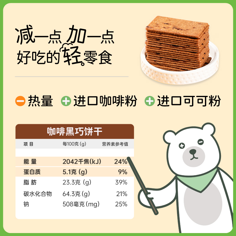輕咔熊咖啡黑巧薄脆餅干零食休閑小吃食品解饞焦糖巖燒炭燒美意式_輕咔熊旗艦店_零食/堅果/特產