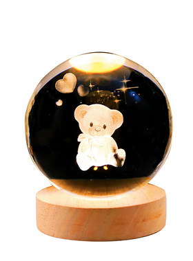 发光星空灯一鹿有你水晶球小夜灯投影氛围灯创意礼品新奇特小礼物