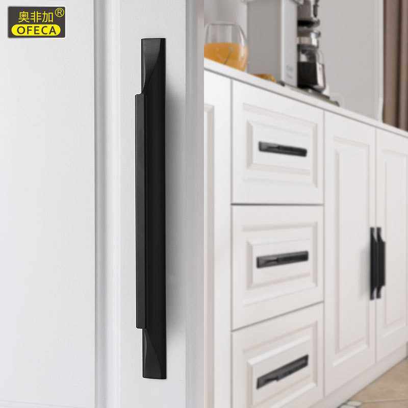 新款直销奥非加 现代简约欧式橱柜铝合金加长衣柜门把手 抽屉黑色,淘宝优惠券,粉丝福利购,淘宝优惠卷