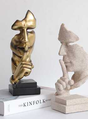 新款直销中号沉默是金电视酒柜装饰办公室摆件创意家居书桌工艺品