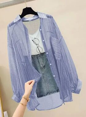Women's loose thin long sleeved shirt 纯色宽松薄款长袖衬衫女
