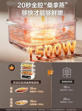苏泊尔电蒸锅多功能家用三层大容量蒸煮一体早餐机电蒸笼2026新款