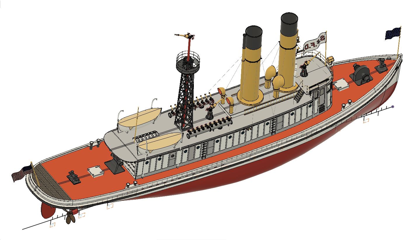 SFFD旧金山消防船1909模型建模3D三维模型船模STEP STL轮船救援船 - 图1