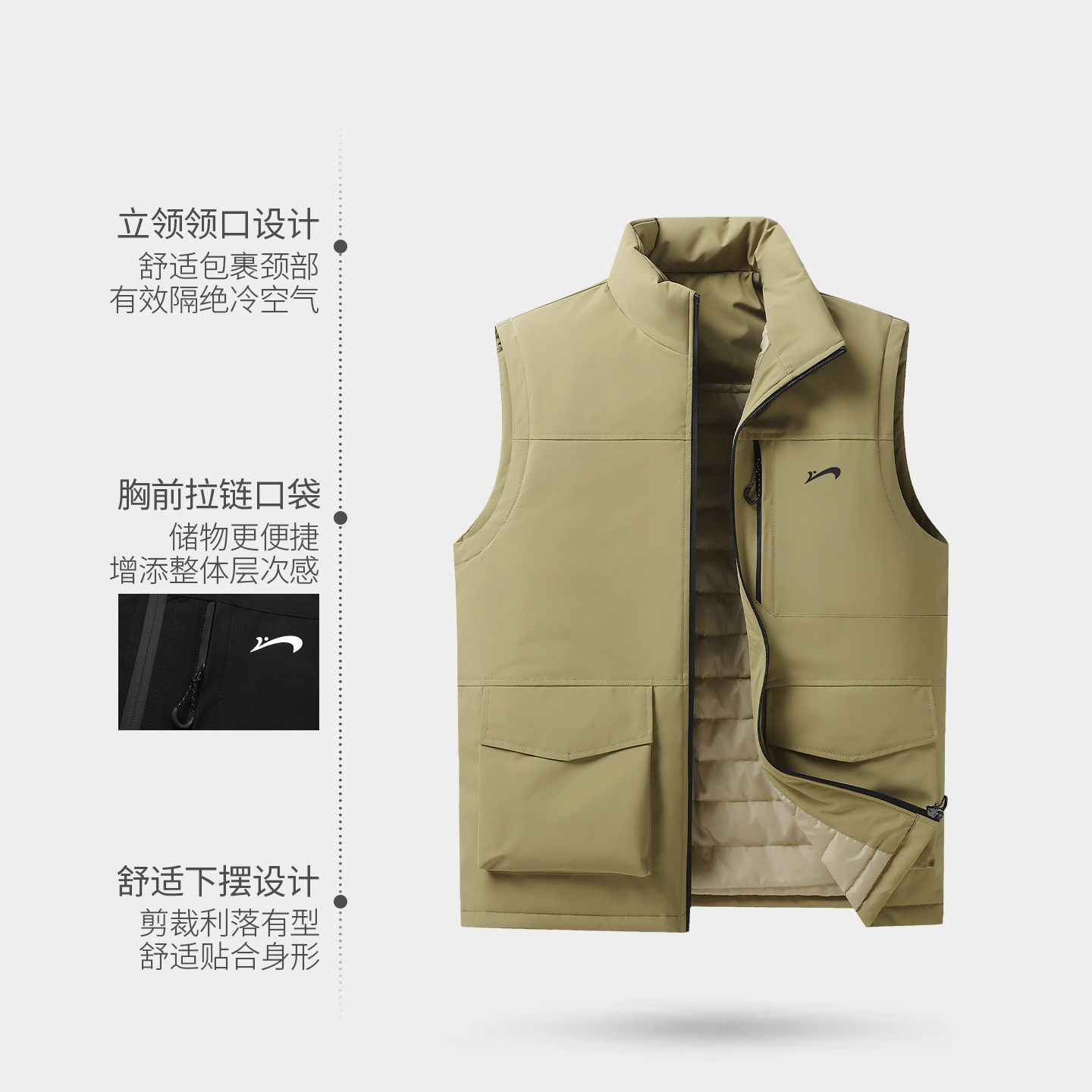 贵人鸟棉马甲男款秋冬季2025年新款立领加厚马夹背心爸爸冬装外套 - 图0