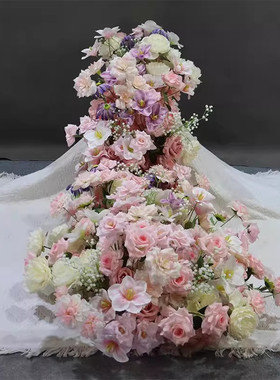仿真花生日宴瀑布桌花挂花条美陈橱窗挂饰花排婚礼舞台订婚装饰花