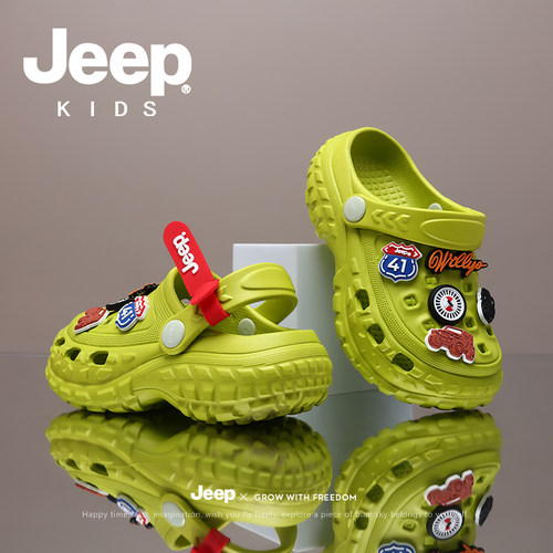 jeep吉普儿童洞洞鞋男童拖鞋夏季新款防滑软底凉拖男孩沙滩鞋凉鞋 - 图1