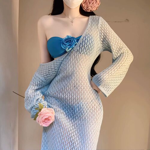 2026新款比基尼泳衣女泰式辣妹性感抹胸长裙绝美海边温泉度假聚拢 - 图2