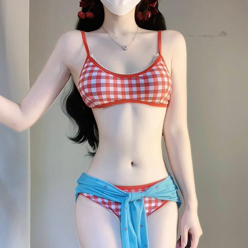 分体泳衣女多巴胺穿搭纯欲风性感比基尼2025新款四件套泡温泉度假 - 图3
