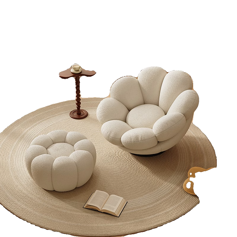 懒人单人旋转沙发椅客厅花瓣椅阳台网红花朵休闲躺椅卧室北欧轻奢 - 图3