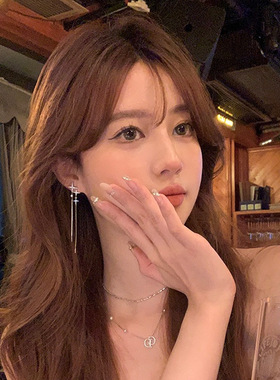 新款不规则锆石十字星流苏耳环银针气质女长款2026新款耳饰女款